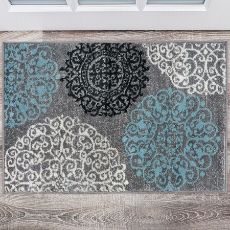 World Rug Gallery Contemporary Modern Floral Design Area Rug 2' x 3' Gray 303GRAY2X3